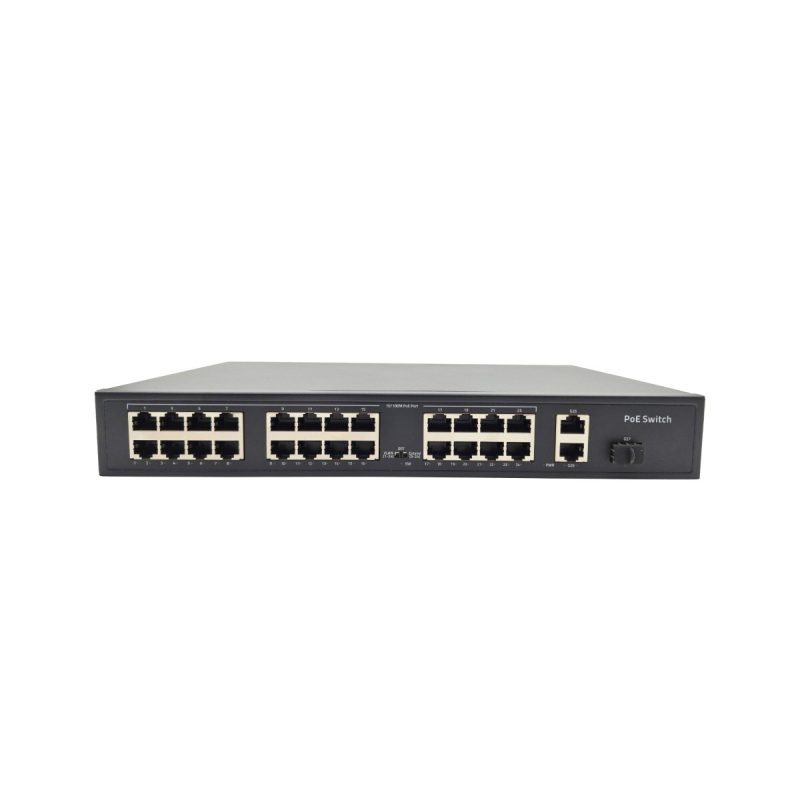 Cudy FS1026PS1 PoE+ switch, 24×100 Mbps PoE, 2×Gigabit uplink, 1×SFP