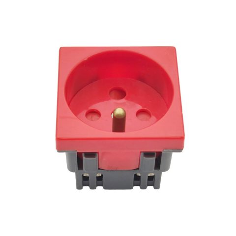 Šuko Utičnica 45x45mm Crvena 16A 250V Sa Zaštitnim Pinom