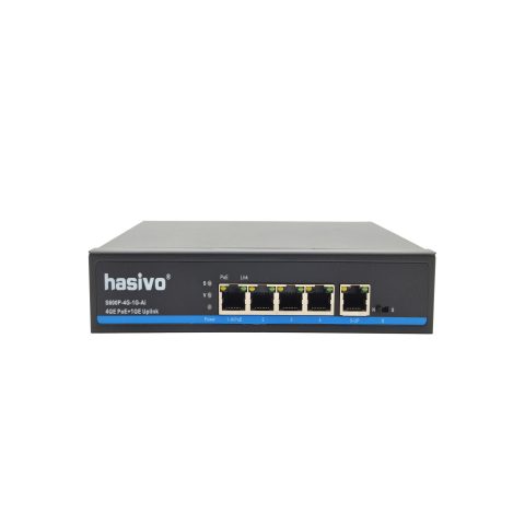 Hasivo S600P-4G-1G-Ai PoE svič, 4× GbE PoE + 1× uplink
