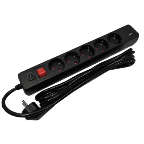 Netiks produžni strujni kabl, 5 šuko utičnica + 2× USB-A