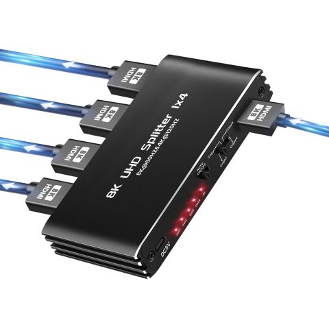 HDMI splitter 1x4 v2.1 8K60 EDID 48Gb/s metal (SP-8K-104)