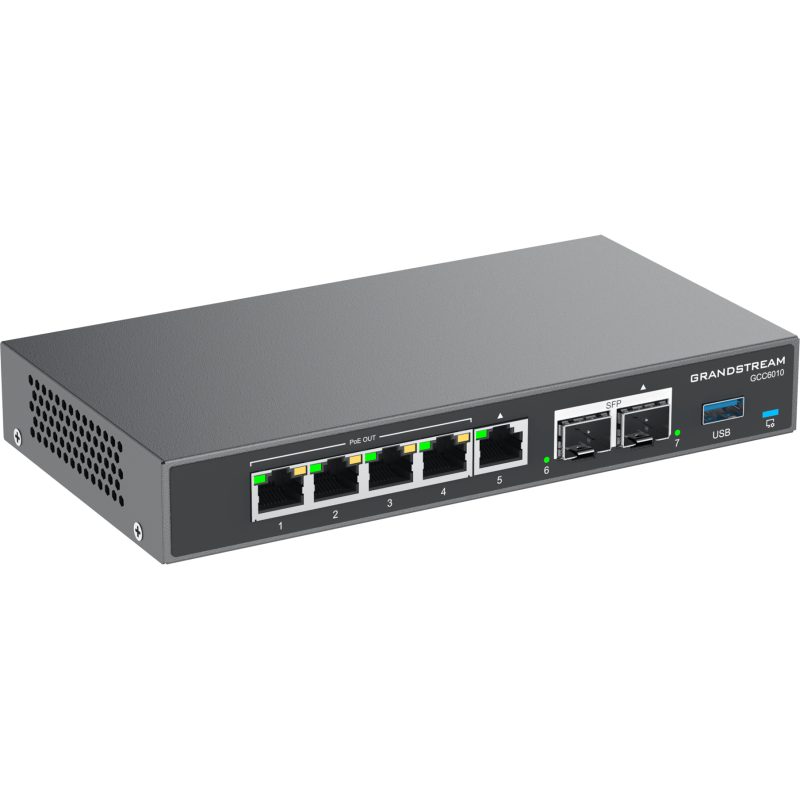Grandstream GCC6010 VPN ruter i IP PBX, 5× GbE, 36 W PoE