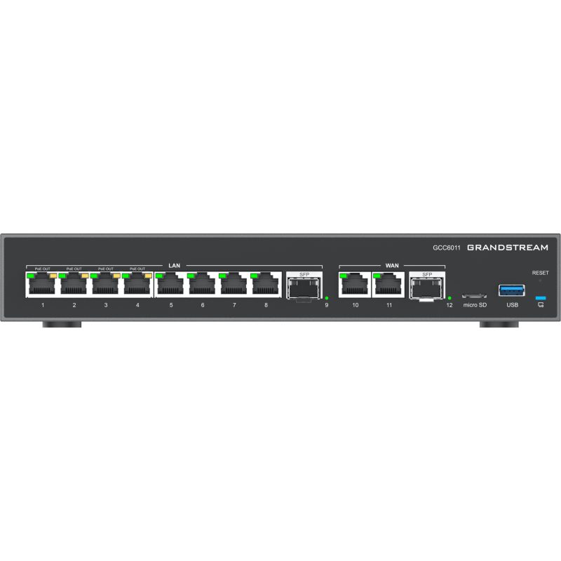 Grandstream GCC6011 VPN ruter i IP PBX, 10× GbE, 36 W PoE