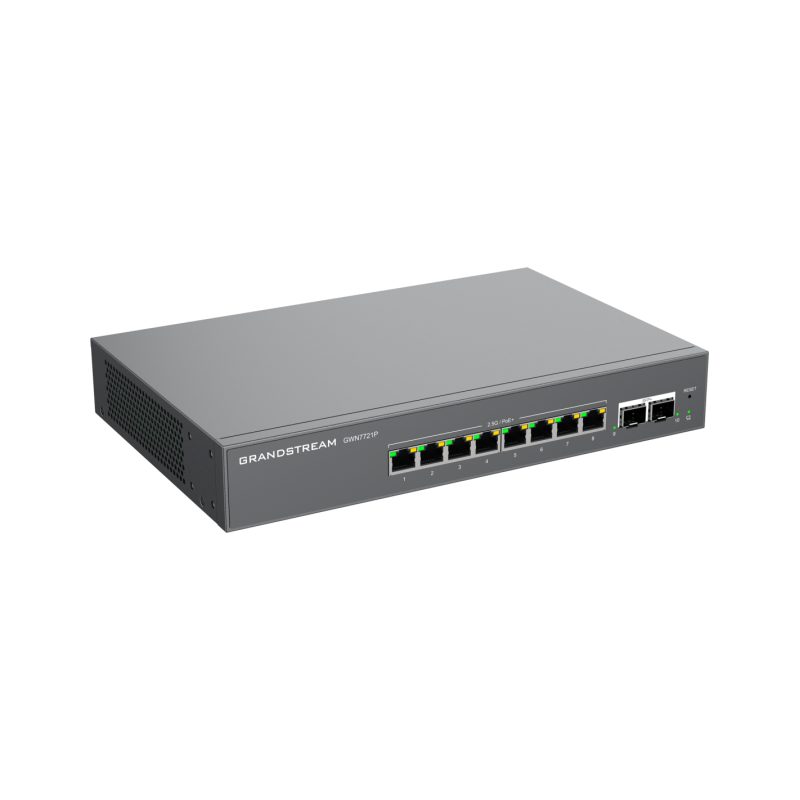 Grandstream GWN7721P L2 Lite svič, 8×2,5G + 2×SFP+, PoE+ 130 W