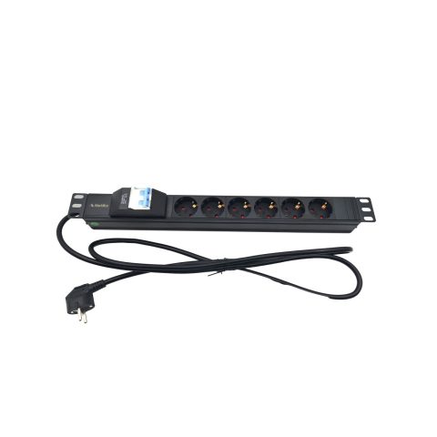 Netiks PDU-6SA-1U napojni panel 19"/1U, 6 Schuko utičnica, prekidač