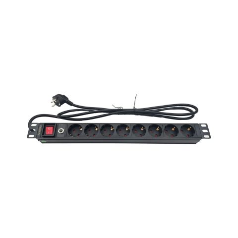 Netiks PDU-8SP-1U napojni panel 19"/1U, 8 Schuko utičnica