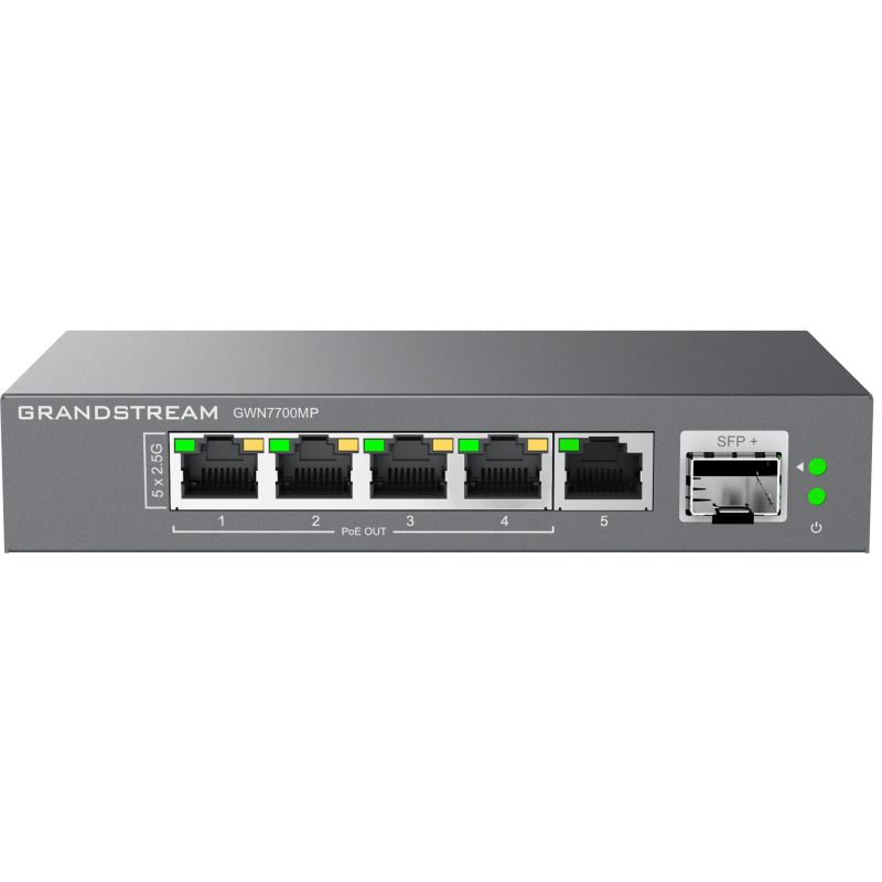 Grandstream GWN7700MP svič, 5×2,5G + SFP+, PoE+ 57 W
