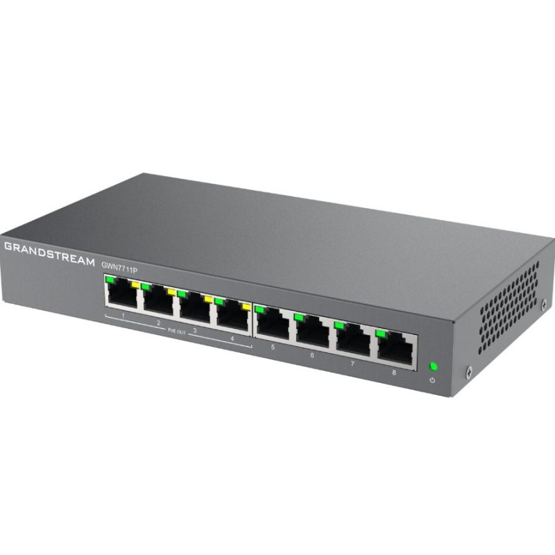Grandstream GWN7711P L2 Lite svič, 8×GbE, PoE+ 60 W