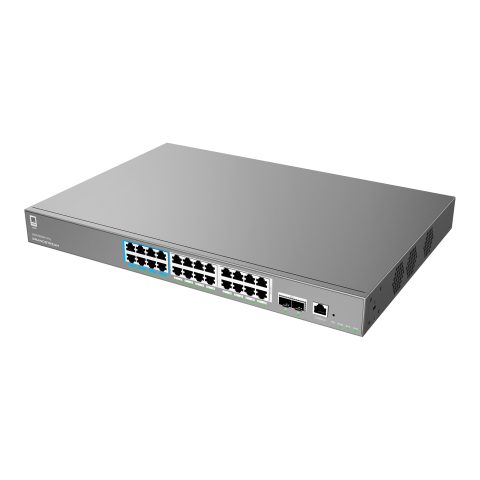 Grandstream GWN7803PH Pro L2++ svič, 24×GbE + 2×SFP+, PoE++ 400 W