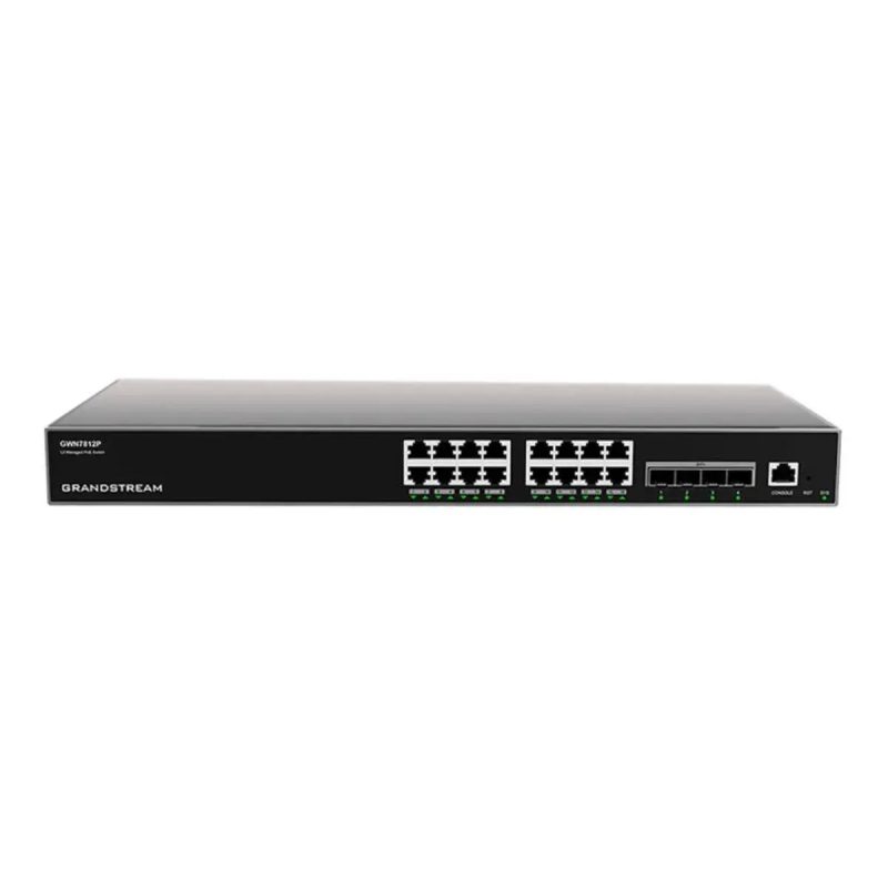 Grandstream GWN7812P L3 svič, 16×GbE + 4×SFP+, PoE+ 240 W
