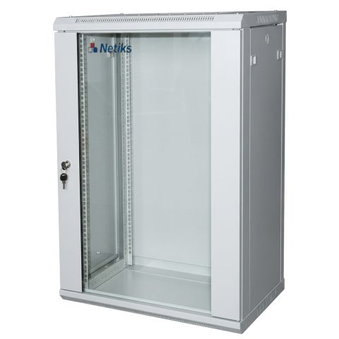 Netiks P6418 zidni rek ormar 18U/19", 600 × 450 mm, staklena vrata