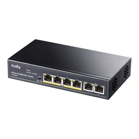 Cudy FS1006P 3.0 PoE+ svič, 4× 100M PoE + 2× uplink