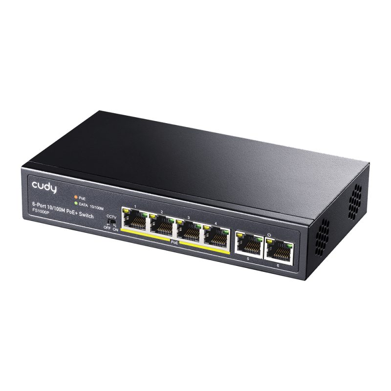 Cudy FS1006P 3.0 PoE+ svič, 4× 100M PoE + 2× uplink